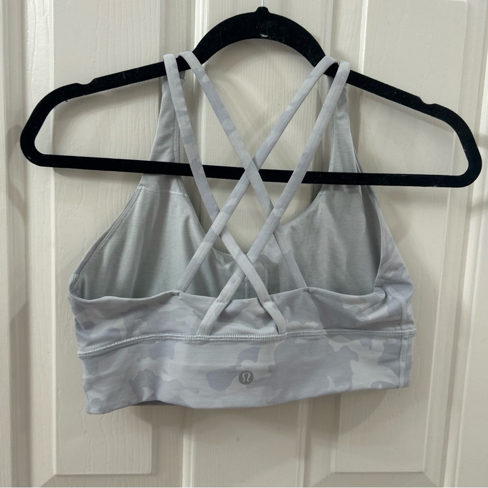 Lululemon Energy Bra Long Line Incognito Camo Alpine White/Grey Sz 10 - Picture 5 of 7